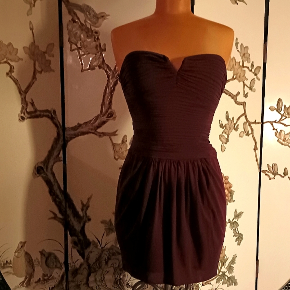 sexy lil BCBG rusted plum strapless party dress - Picture 1 of 6